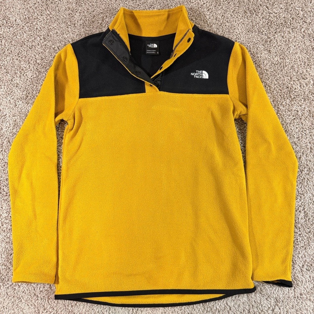 North Face Glacier Snap Fleece Pullover‎ Womens XS Yellow Black TKA EUC